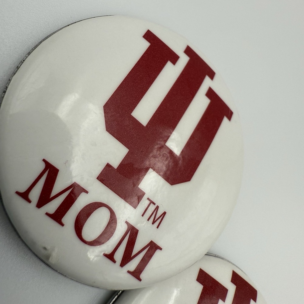 Vtg Indiana Hoosiers Pin Back Buttons 1.5 in Proud Mom Dad Football Basketball - Picture 3 of 7